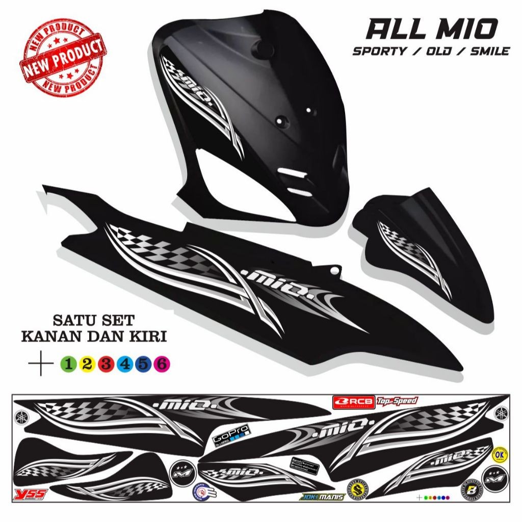 MIO STICKER SEPEDA MOTOR YSS/STRIPING MOTOR /STICKER MIO SPORTY / VARIASI MIO SMILE/V5 MOTIF KEREN