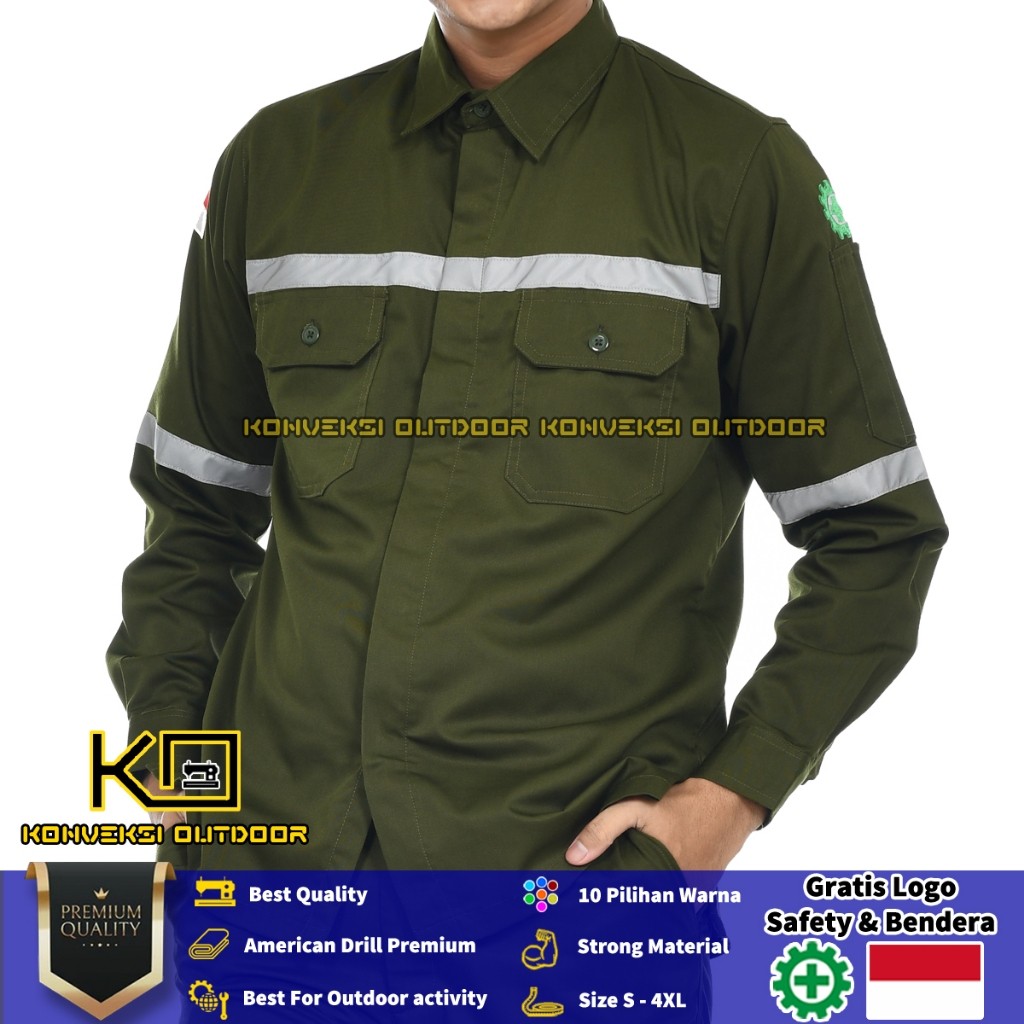 Kemeja Kerja Safety Pria Lengan Panjang - Baju Kemeja Proyek Wearpack Safety K3 Lapangan Outdoor Sco