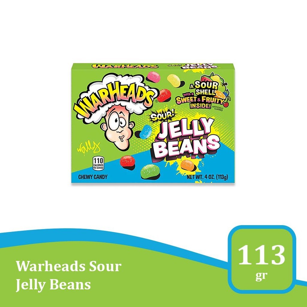 

Warheads Sour Jelly Beans 4-Oz - permen asam rasa buah import USA