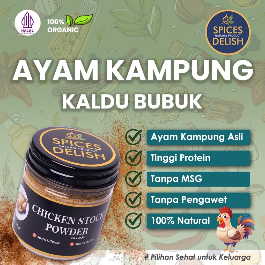 

Kaldu Bubuk Organik Ayam Kampung | Kaldu MPASI 100% Alami Tanpa MSG - Spices Delish