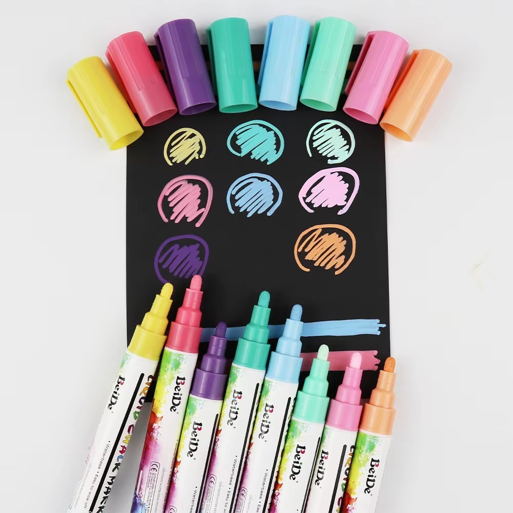 

8 Colors Liquid Erasable Chalk Marker Ser Wet/Dry Erase Art Chalk Marker Pens for Window Glass Chalkboard 3- 6mm Tip