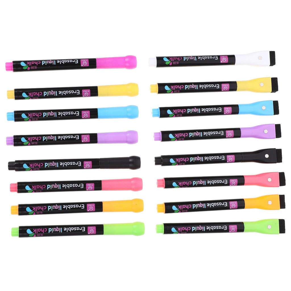 

16Pcs LED Light Board Pens Liquid Chalk Markers Water Soluble Writing Tools 8 Colors Erasable School Kindergarten