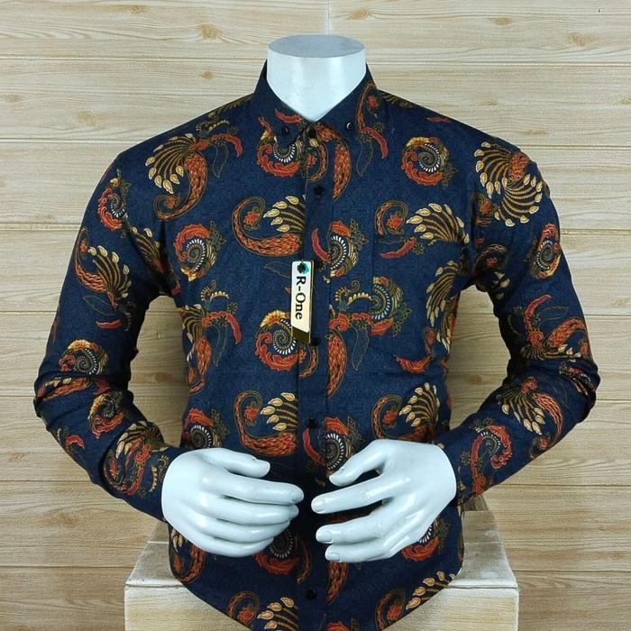Kemeja Batik Panjang Navy Gold Flo - M