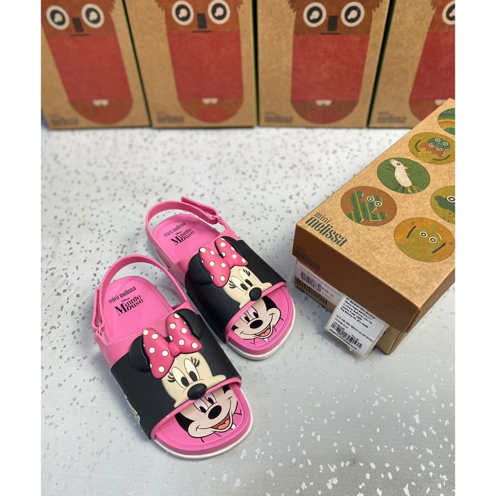 Sandal Unisex Mini Melissa Beach Slide BB Mickey and Friends Minnie Pink