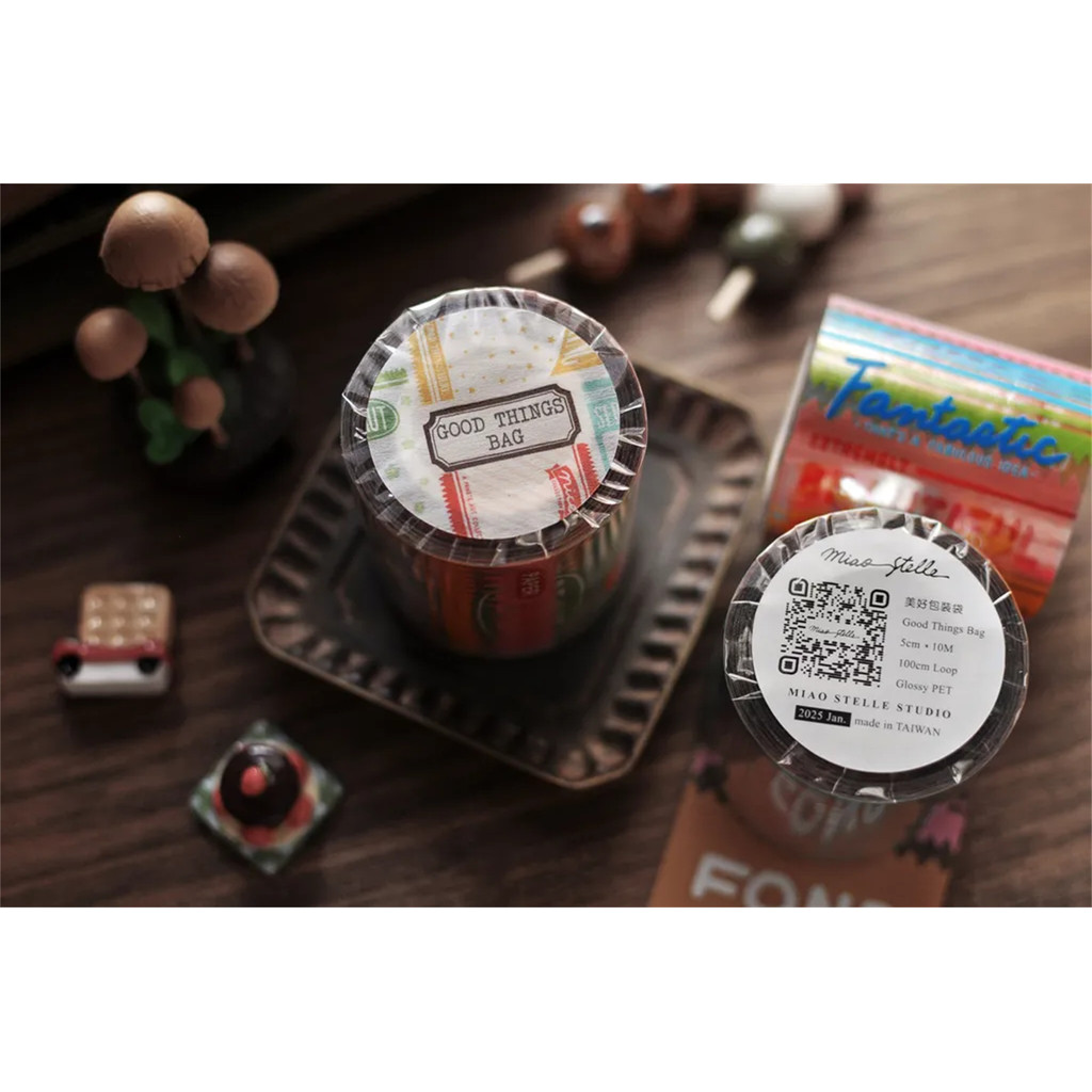 

Miaostelle Studio Vintage Good Thing Bag Washi PET Tape Planner DIY Card Making Scrapbooking Plan Decorative Sticker