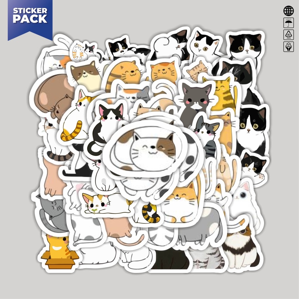 

[100PCS]Stiker Pack Stiker Hewan Kitten [Anak Kucing] Aesthetic Vinyl Anti Air Dekorasi Sticker Laptop Buku Journal Koper Helm Casing HP Gitar Helm Skateboard