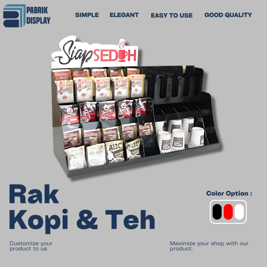 

Rak Kopi Akrilik Besar | Rak Kopi Sachet | Rak Cup Kopi | UK 79.5 x 24 x 54.5cm