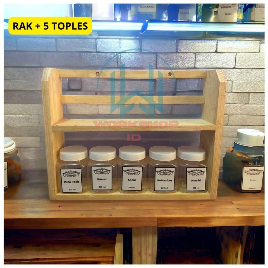 Tempat Bumbu Dapur Set Aesthetic/ Rak Bumbu Dapur Estetik