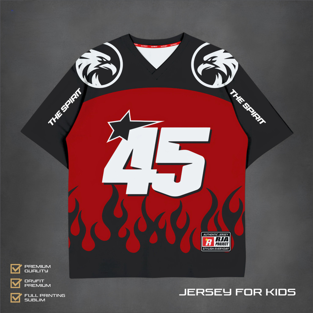 Jersey Oversize Anak Laki Perempuan | Kaos Tema Kemerdekaan 17an | Baju Retro 45 Indonesia 3–10 Tahu