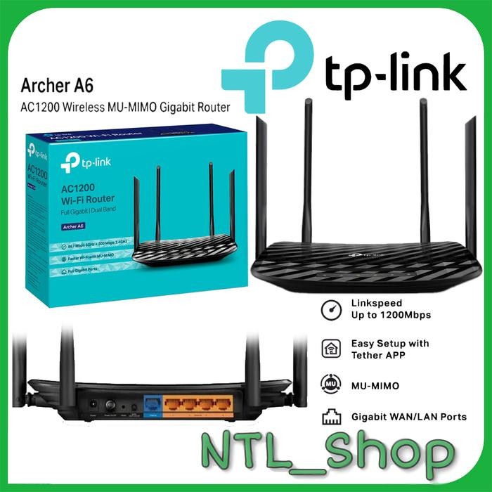 TP LINK Archer A6 AC1200 Wireless MU-MIMO Gabit Router - TP-LINK A6