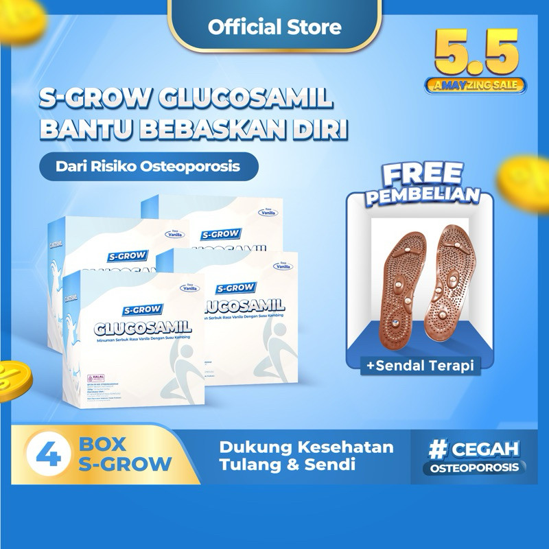 

S-GROW GLUCOSAMIL 4 BOX - Susu Bubuk Dewasa Vanila [Untuk Tulang & Sendi]
