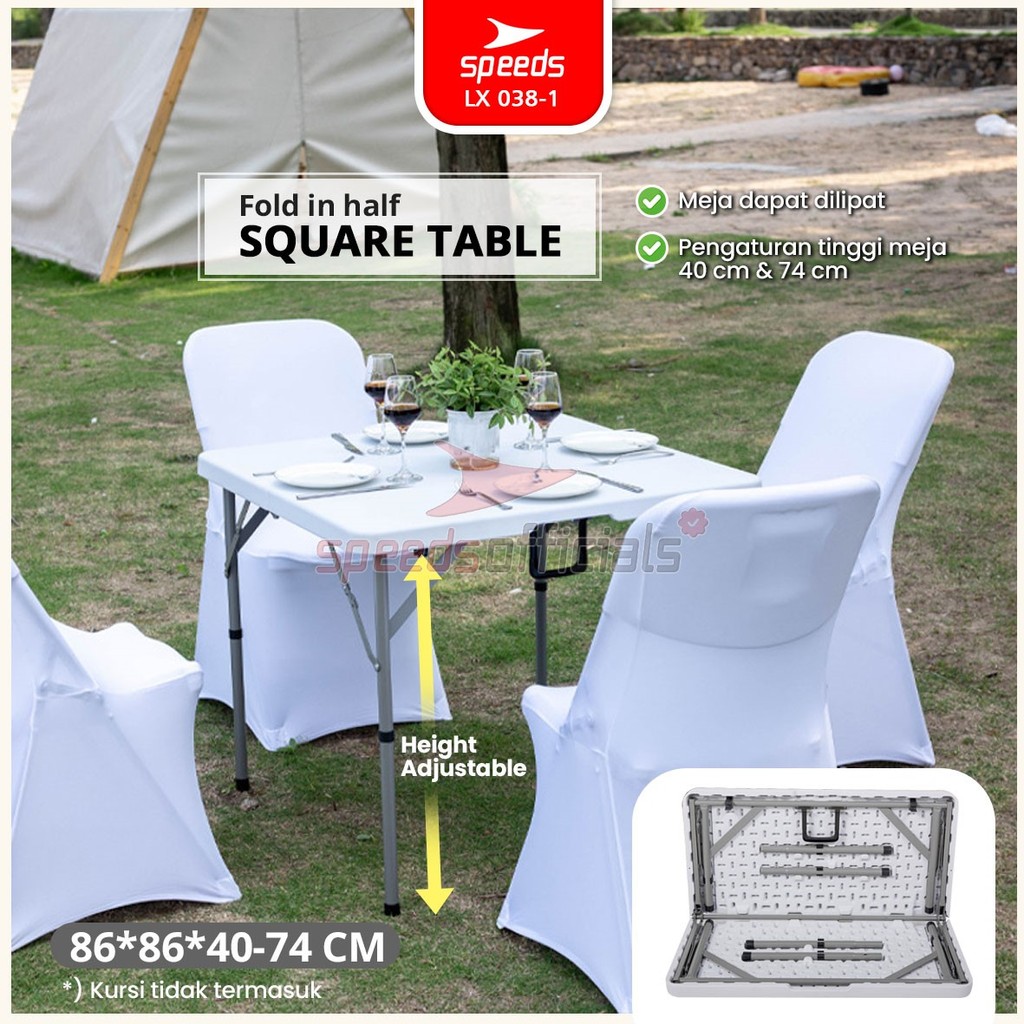 SPEEDS Meja Lipat Persegi Plastik Indoor Outdoor Piknik Serbaguna Folding Square Table Meja Makan 03