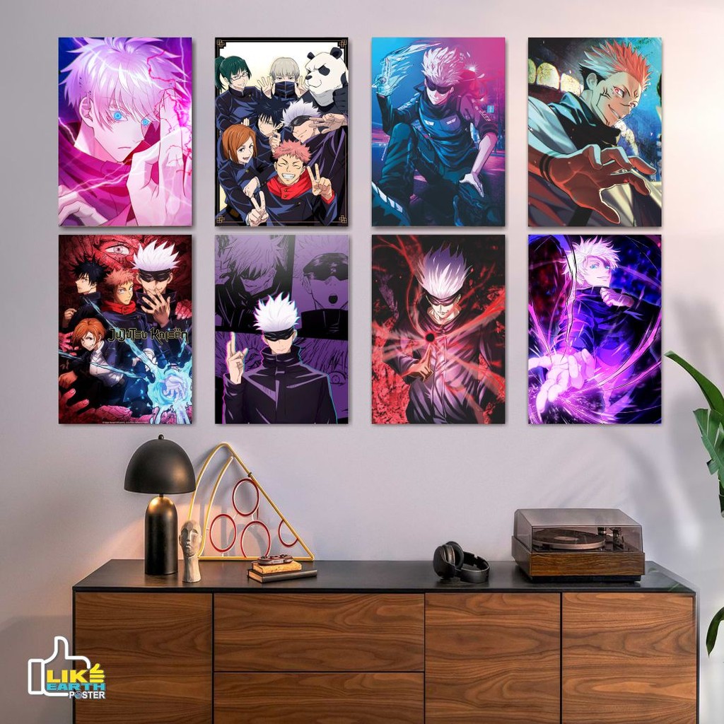 Poster kayu 15x20 Anime Jujutsu Kaisen gambar 4k  pajangan dinding kamar cowok walldecor hd