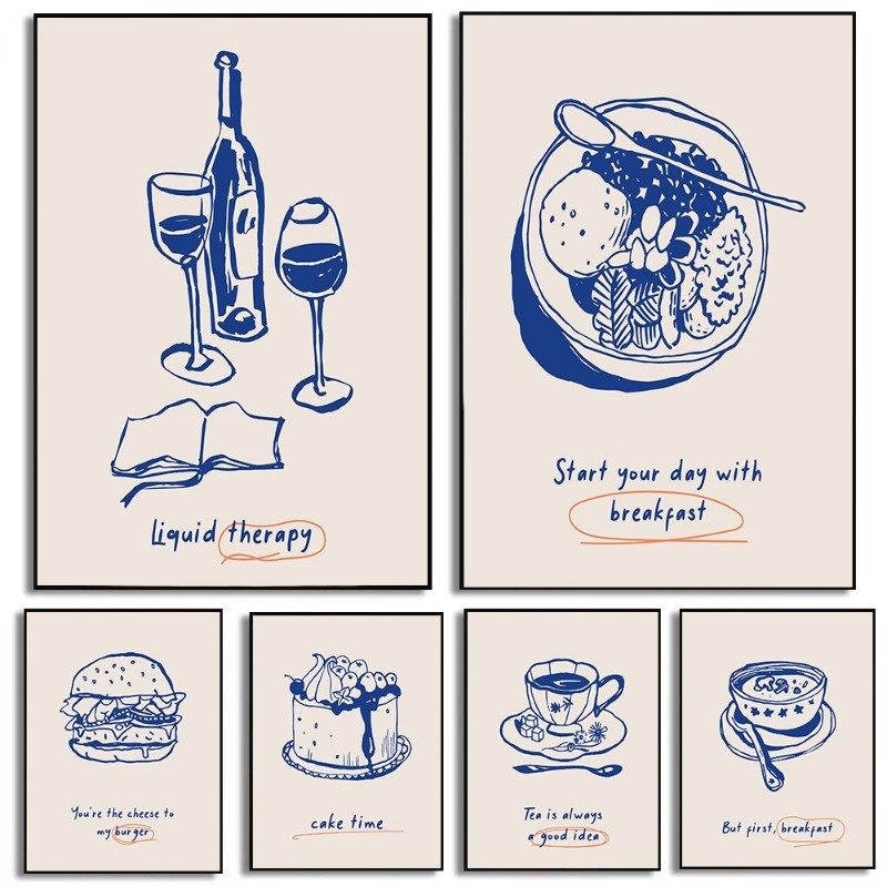 

Global Fusion Kitchen Wall Art Acai Bowl Ramen Boho Canvas Print Minimalist Foodie Decor for Modern Pantry Coffee Bar Aesthetic