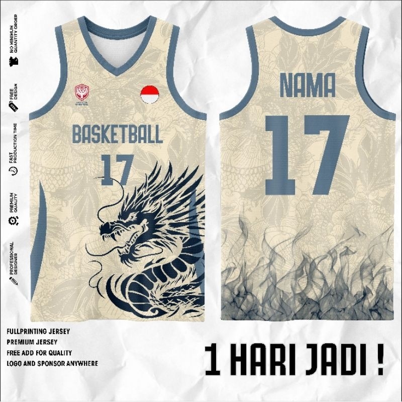 Jersey Basket Custom - Cetak Nama & Nomor Sendiri - Bahan  Dryfit - 1 HARI JADICO