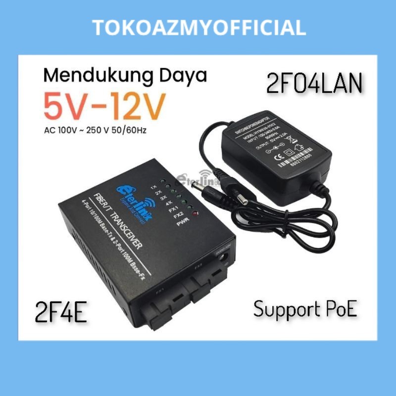 Media Converter 2FO4LAN 2F4E support PoE 2 FO SC 4 RJ45 LAN bisa di pasangan dengan Netlink HTB-3100