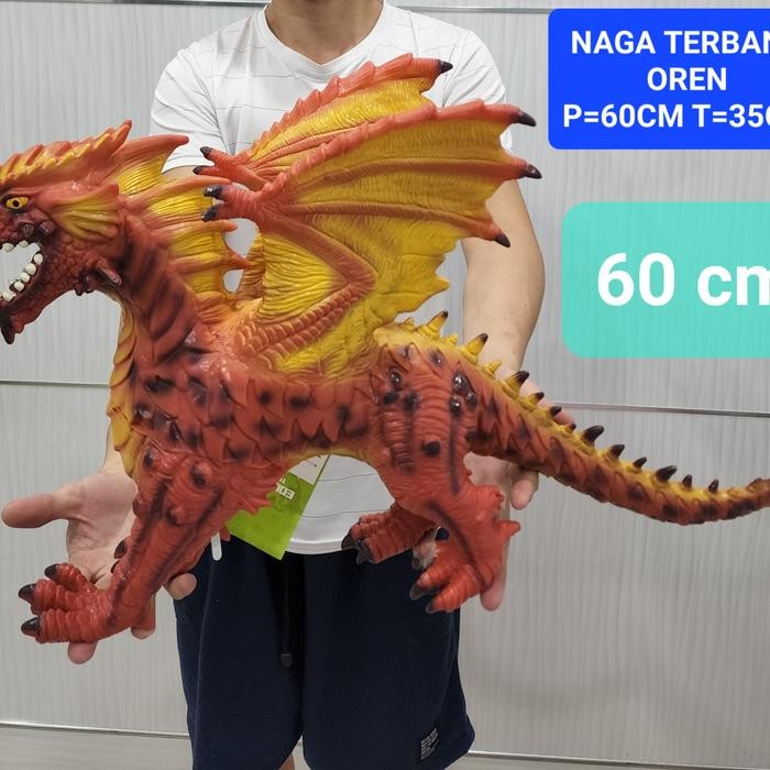 MAINAN DINOSAURUS NAGA TERBANG KARET BESAR FLYING DRAGON JUMBO - NAGA OREN
