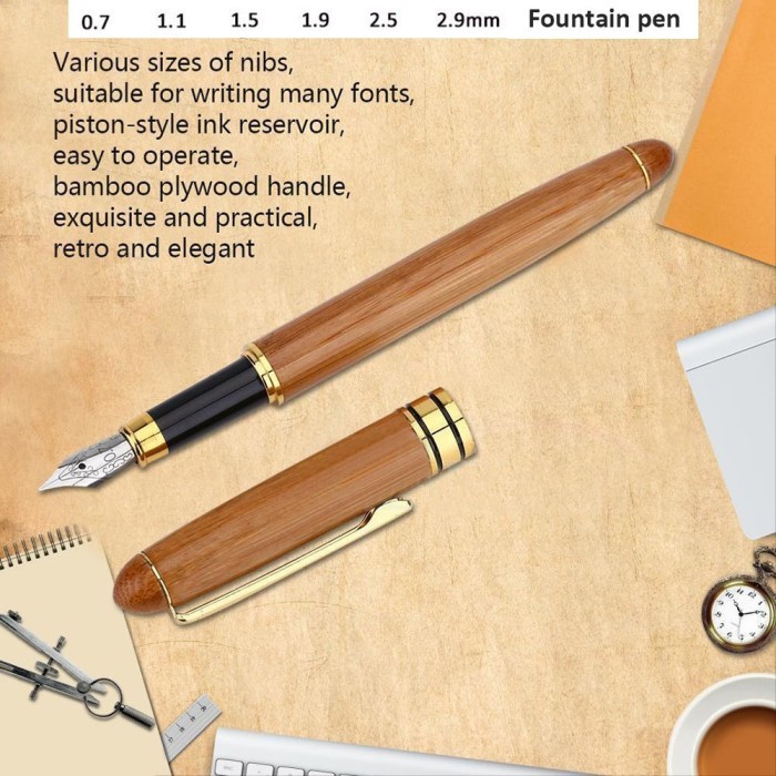 

Promo 0.7mm-2.9mm Art Writing Fine Nib Bamboo Fountain Pens Broad Stub