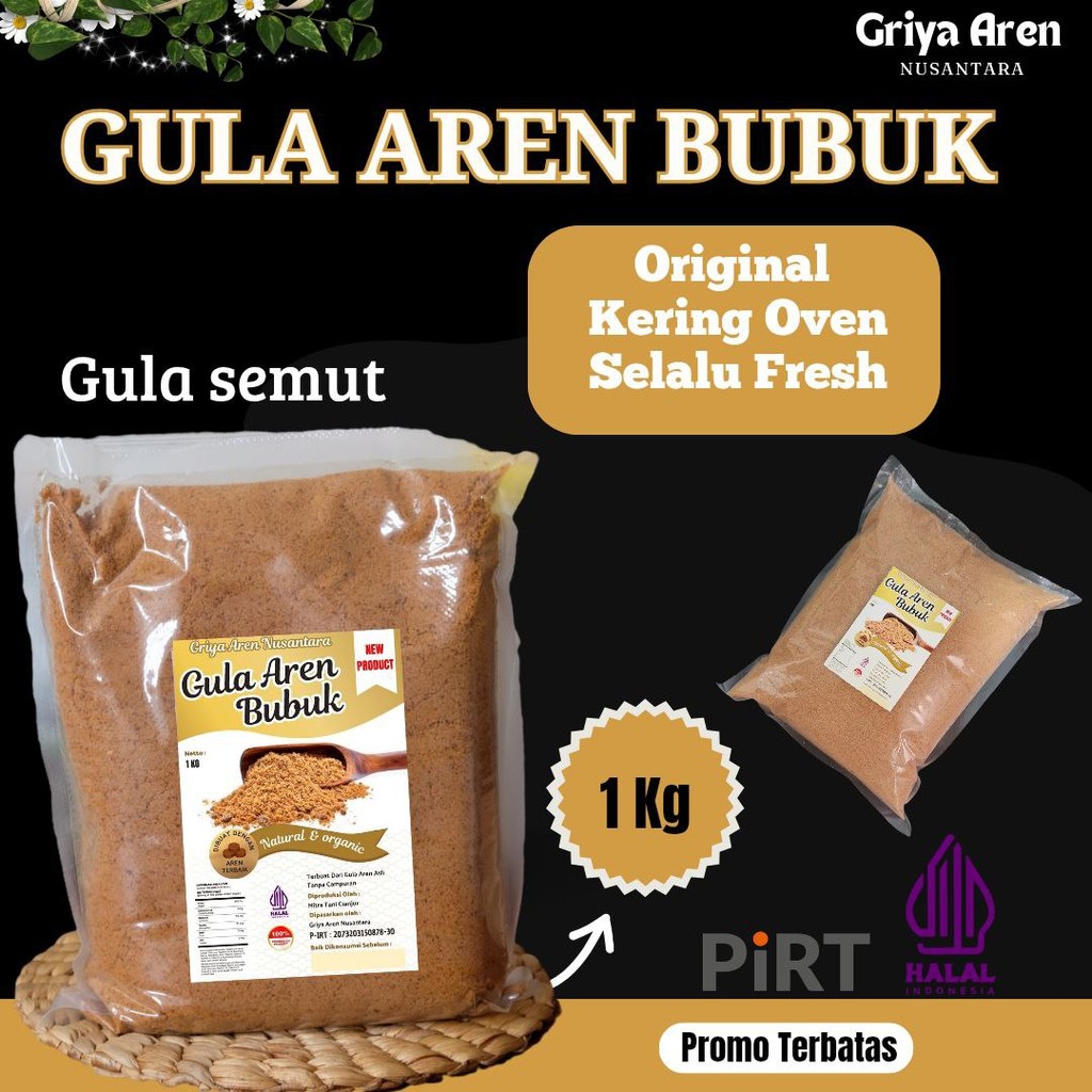 

1 KG / 1000GRM Gula Aren Bubuk Organik Palm Sugar Gula Semut Organik