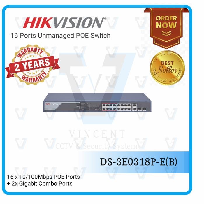 Switch POE 16 Port Hikvision DS-3E031P-E