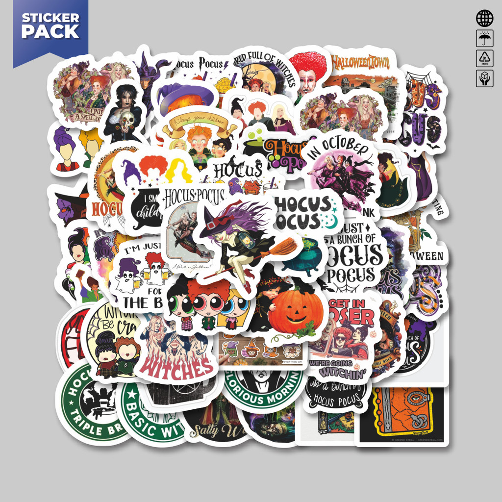 

[100PCS]Stiker Pack Stiker Kartun Hocus Pocus Witch / Penyihir Aesthetic Vinyl Anti Air Dekorasi Sticker Laptop Buku Journal Koper Helm Casing HP Gitar Helm Skateboard