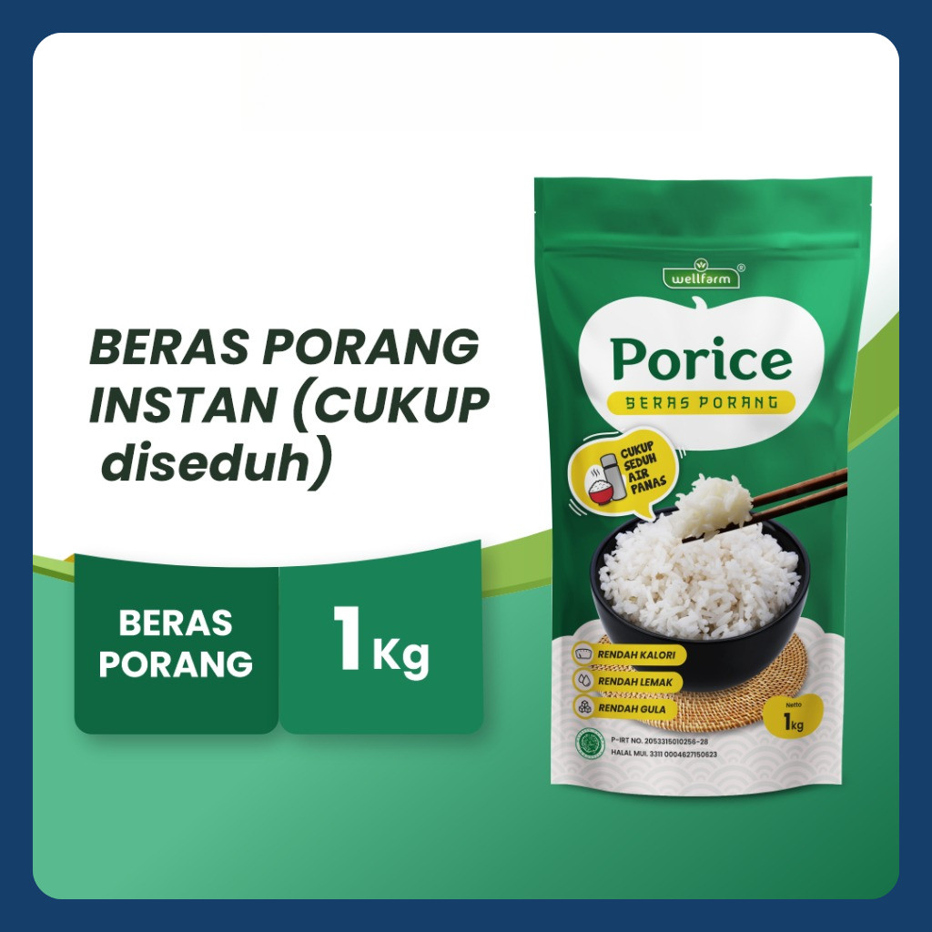 

WellFarm Beras Porang PORICE 1Kg, Cocok Untuk Diet dan Diabetes | Beras Shirataki Konjac Rice