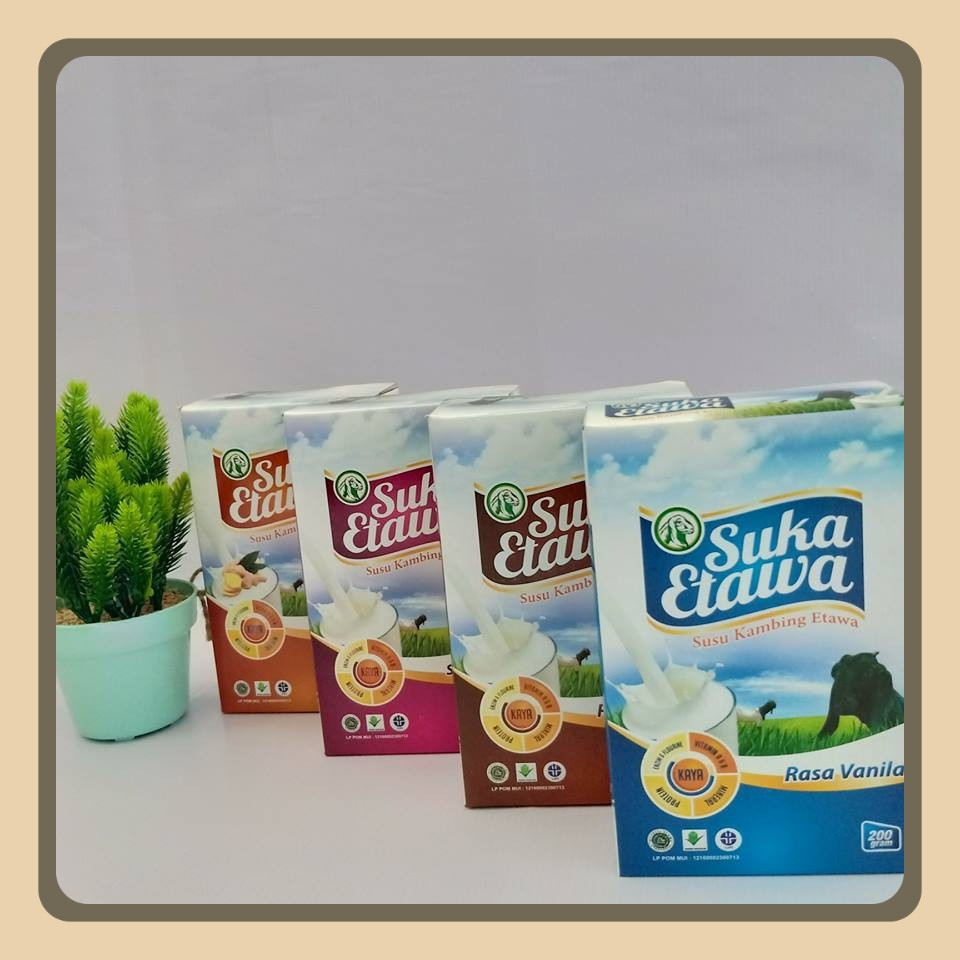 

SUSU KAMBING ETAWA SUKA ETAWA ALFA HERBAL Rasa Kopi Vanilla Coklat Strawbery 200 gr