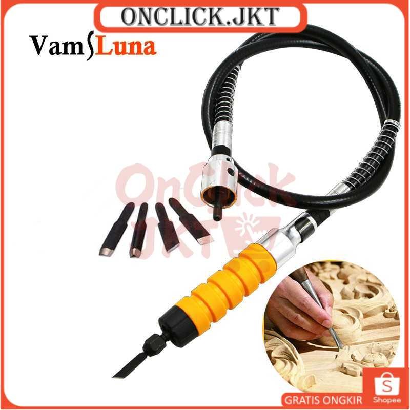 Alat Ukir Kayu Listrik Set Pahat Kayu Elektrik 5 Mata Pisau Cocok untuk Bor Chisel Carving Tool