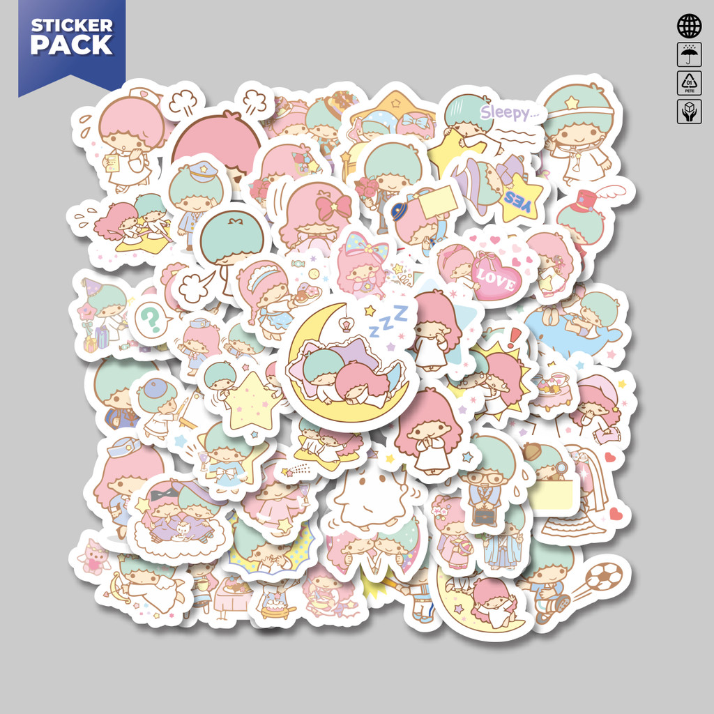 

[100PCS]Stiker Pack Stiker Kartun Twin star Versi 1 Aesthetic Vinyl Anti Air Dekorasi Sticker Laptop Buku Journal Koper Helm Casing HP Gitar Helm Skateboard