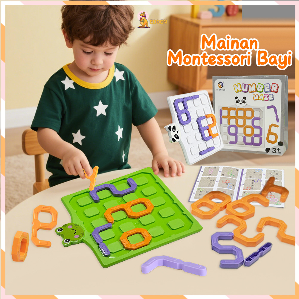Edden Mainan Edukasi Puzzle Anak Angka Shape Puzzle Keluarga Games Mainan Montessori Bayi