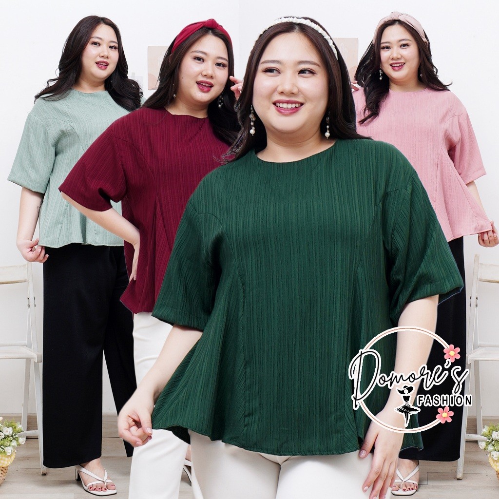 ABELZ.ID Domore Atasan Jumbo Wanita Brilie Blouse Big Size Casual Ld 130 Pakaian Wanita Jumbo Korea 