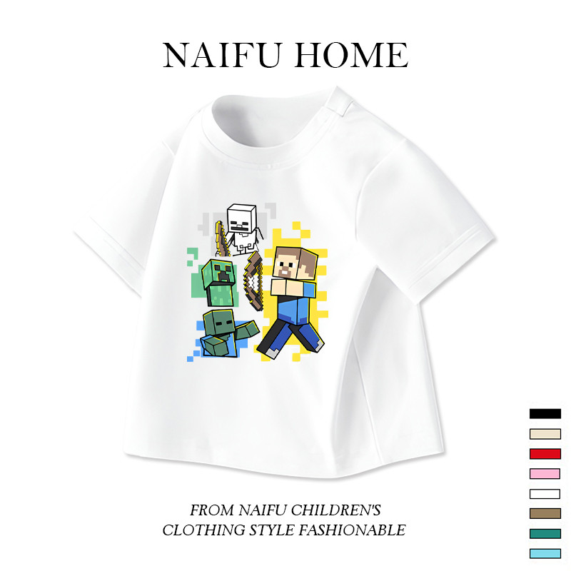 NAIFU COD. RADEYA Import 100% Cotton 2-13Tahun Kaos Anak Laki Laki Minecrafttt baju game baju cowok