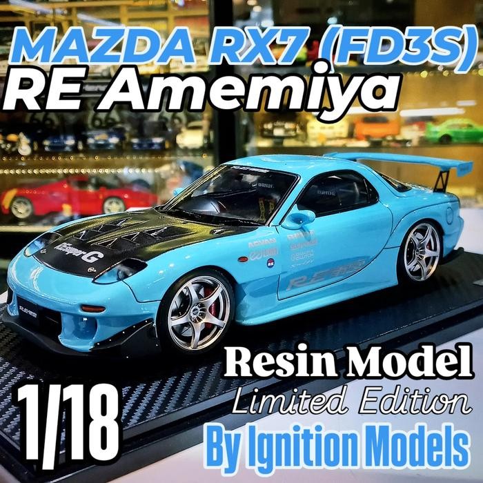 Diecast Mazda RX7 RE Amemiya Light Blue by Ignition Model Limited Edition Resin model rare model Hig