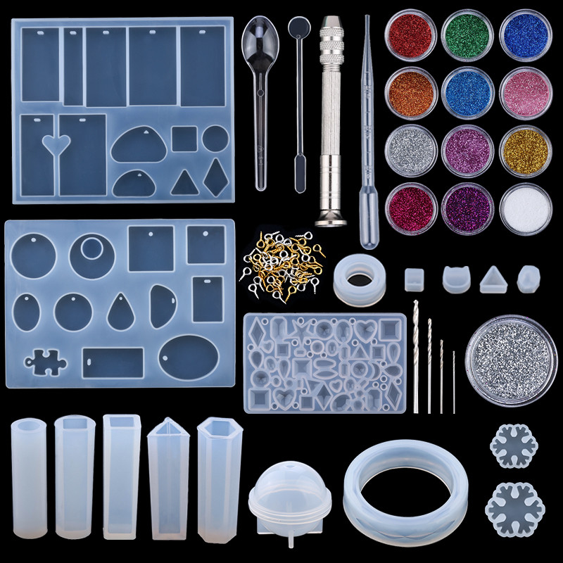 

A SET Epoxy Resin Mold Kits Silicone Epoxy Mold Set Jewelry Casting Tools Earring findings for epoxy Jewelry Making Supplies DIY