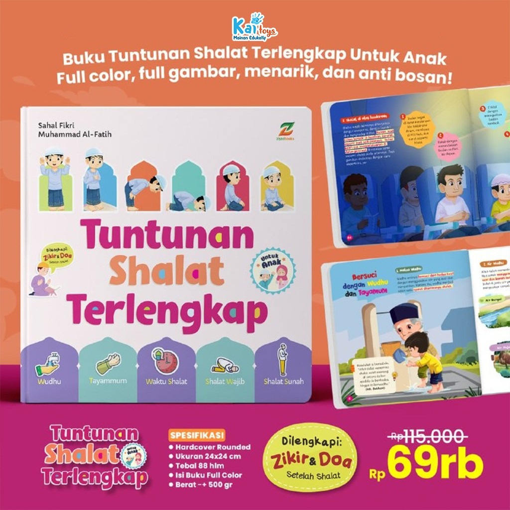 Buku Tuntunan Shalat Terlengkap untuk Anak ziyadbooks 3+ - Tuntunan Sholat Lengkap untuk Anak Ziyad 