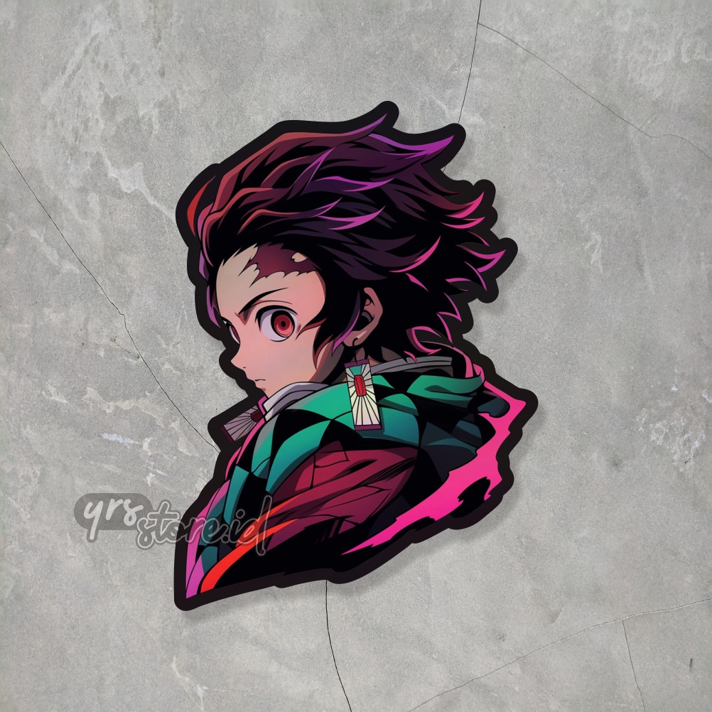 

OT STICKER Sticker Anime Hologram Tanjiro Demon Slayer Ukuran +- 7x5 Cm Sticker Case Hp Laptop Dll Murah