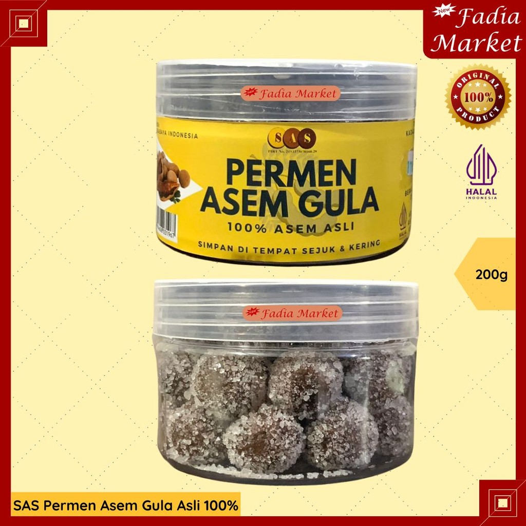 

SAS Permen Manisan Asem Gula Asli 100% Manis Kecut 200g