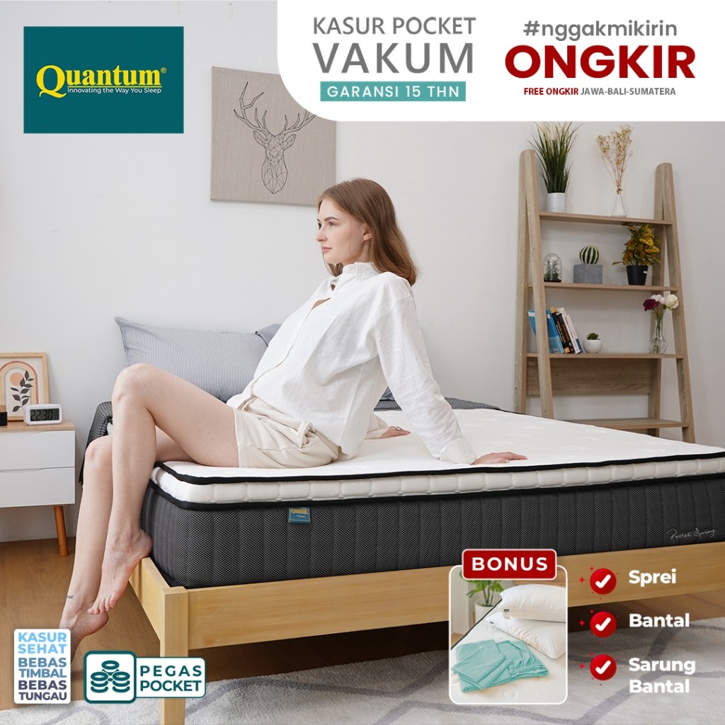 Kasur Pocket Vakum Quantum - Bonus Sprei & Bantal