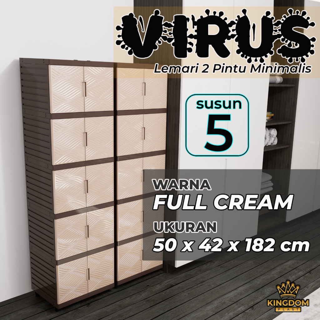 KAMEJING [READY STOCK] LEMARI PLASTIK JUMBO SERBAGUNA KINGDOM PLAST VIRUS / VRZ / RAK SUSUN BAJU / P