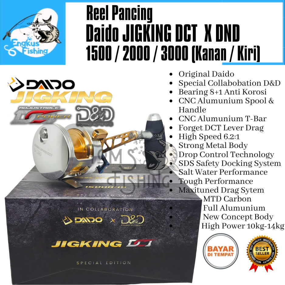 Reel Pancing OH Daido JIGKING DCT X DND 1500, 2000, 3000 HS (8+1 Bearing) OverHead - Engkus Fishing