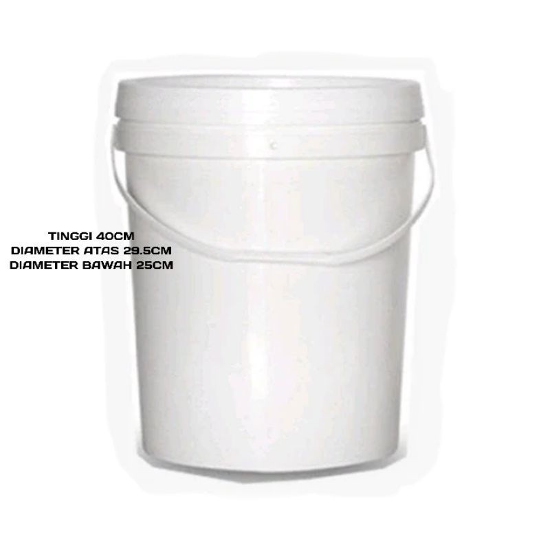 ( 3 BUAH ) EMBER PLASTIK PUTIH POLOS BEKAS CAT 20 KG 20 L DENGAN TUTUP BERSIH