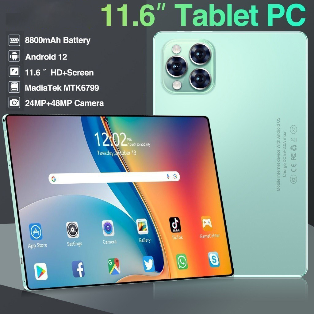 2025 Tablet Android Tab 12inch Layar Full Screen Layar Besar Wifi 5G Dual SIM Tablet PC Asli Baru Ta