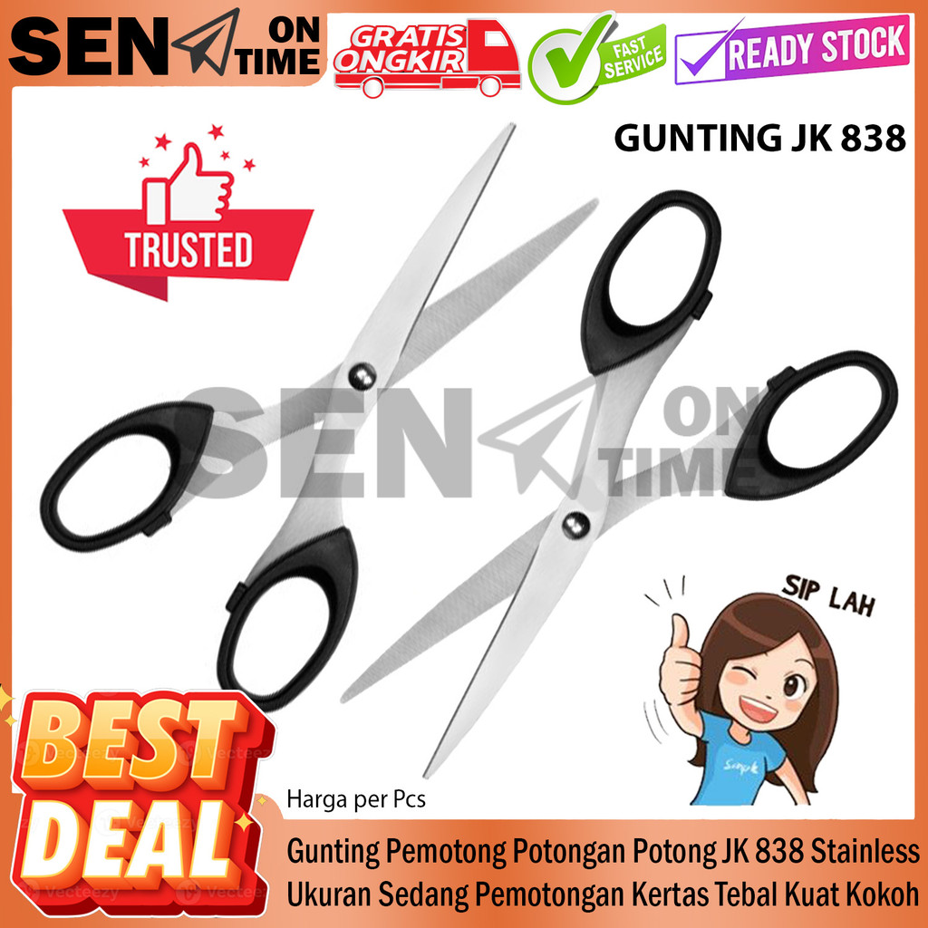 

JK Gunting Serbaguna Sc 838 Gagang Handle Plastik Pelastik Potong Pemotong Kertas Baja Hitam Kain Multifungsi Cutting Blade Sekolah Rumah Kantor Stainles Stainlis Stenles Stenlis Anti NDL Karat Kuat Kertas