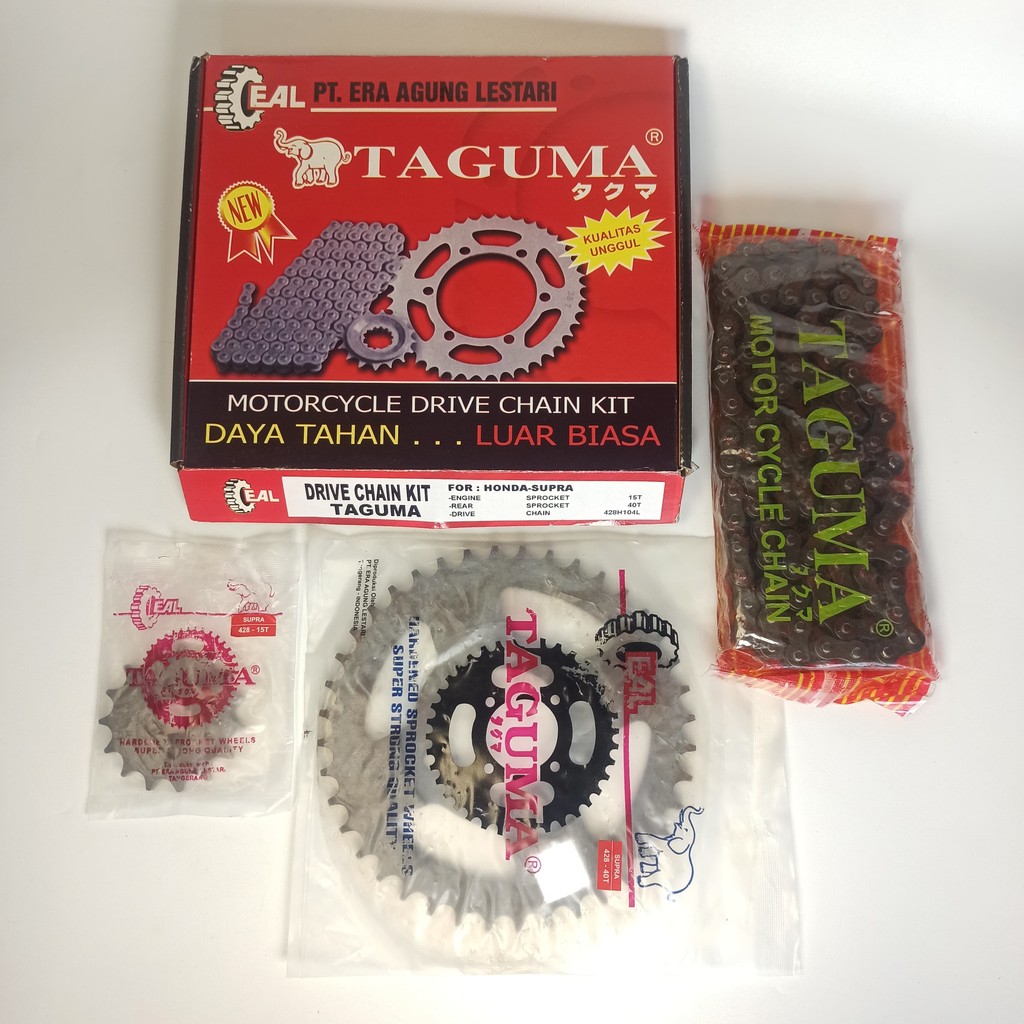 Gear Set Supra Gir Rantai Roda 15T 40T 428H104L Drive Chain Kit Gear Paket Honda Supra Taguma 46Vari