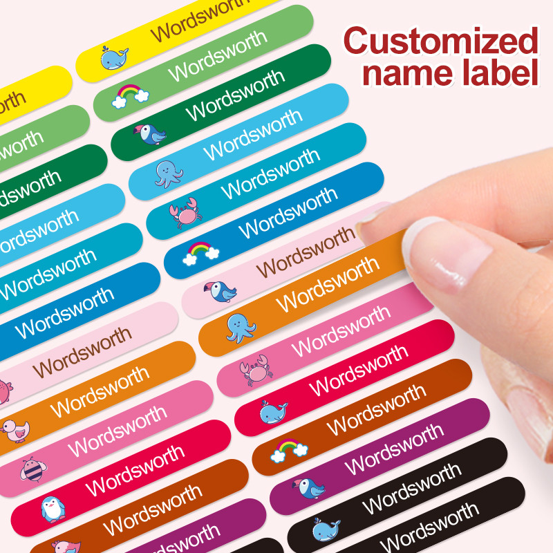 

Custom Hebrew multilingual Waterproof Self-adhesive Baby Name Sticker Personalized Kids School Label Kindergarten Stationery Tag