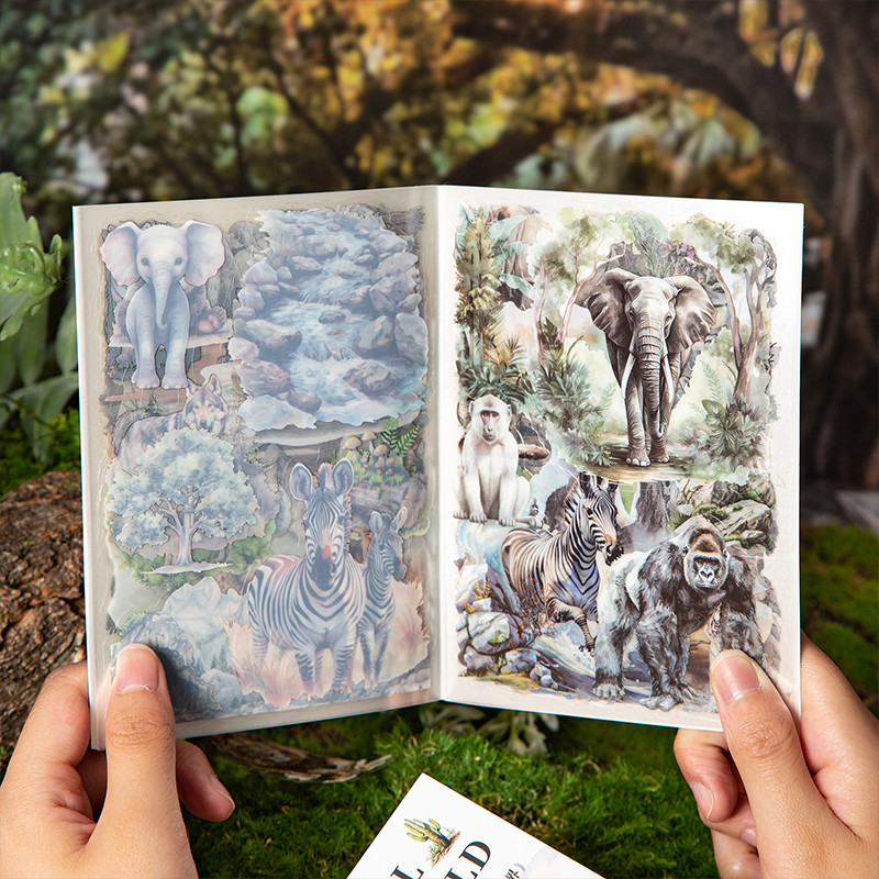 

20sheets Cute Stationery Sticker Forest Animal Landscape PET Die Cutting Sticker Book Scrapbook DIY Decorative Material Sticker
