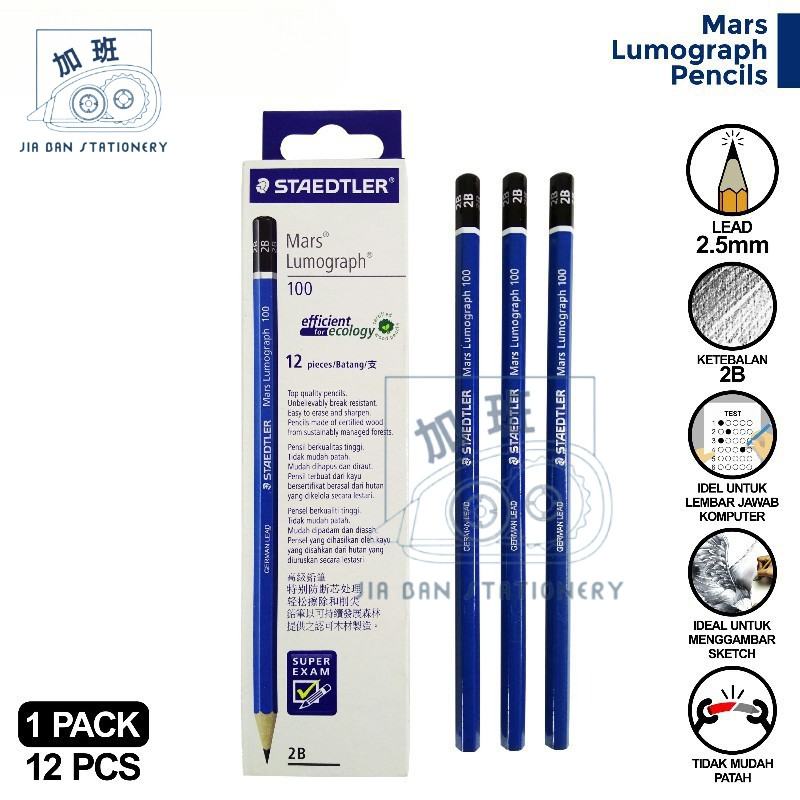 

Pensil Staedtler 2B Mars Lumograph Pencils Untuk Ujian Made in Germany | JBS