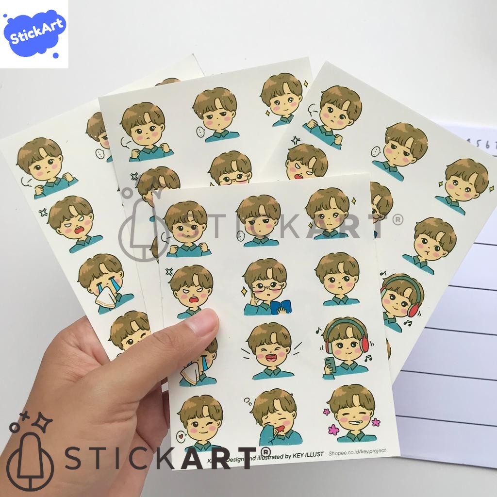 

[STICKART] Transparent Sticker Boys Emoticon/ Stiker Emoji/ Aesthetic Sticker Set Untuk Dekorasi Jurnal T13 BAHAN DAN KWALITAS PREMIUM