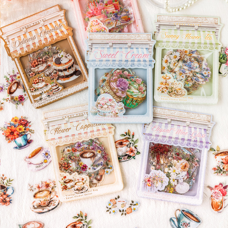 

Mr Paper 120Pcs/bag flower things theme PET white ink sticker pack handbook stickers stationery stickers DIY phone case diary