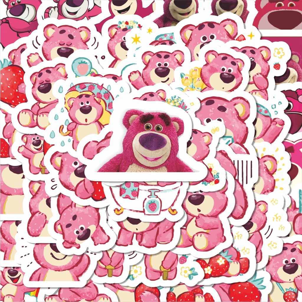 

100PCS Lucu Sticker Disney Strawberry Bear ( Lotso) Sticker Stiker Aesthetic Stiker Anti Air Stikers Berperekat Waterproof sticker decal buat Motor Helm Buku Journal Koper Casing HP Laptop Botol Minum Hadiah anak